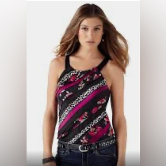 WHBM - Mixed Print Tie Back Halter Top - Size Medium - Picture 1 of 10